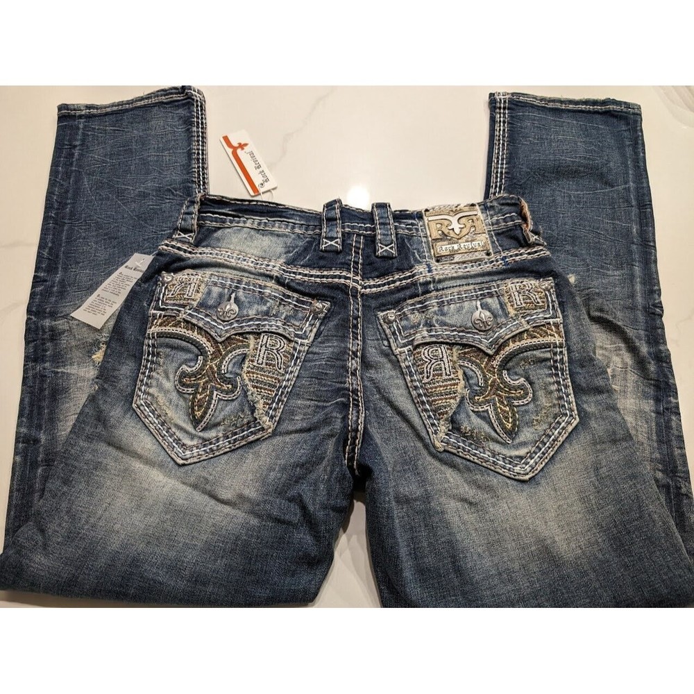 Rock Revival Armie Relaxed Straight Distressed Denim Jeans Men’s Size 29 x 32 - Picture 2 of 9